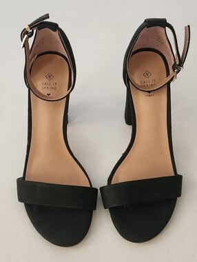 Call It Spring Black Open-Toe Ankle-Strap Block Heels